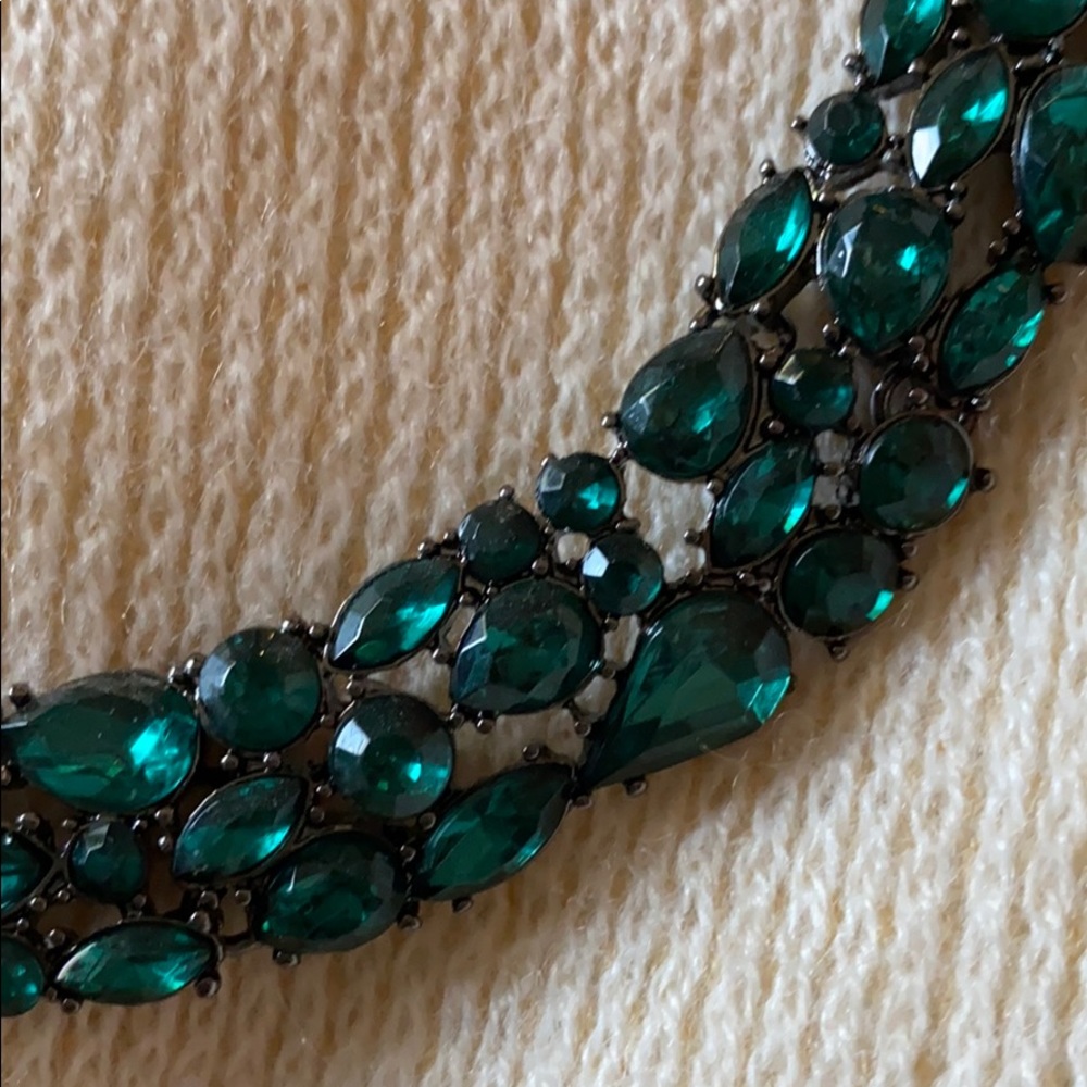 Emerald Glass Statement Necklace - image 2
